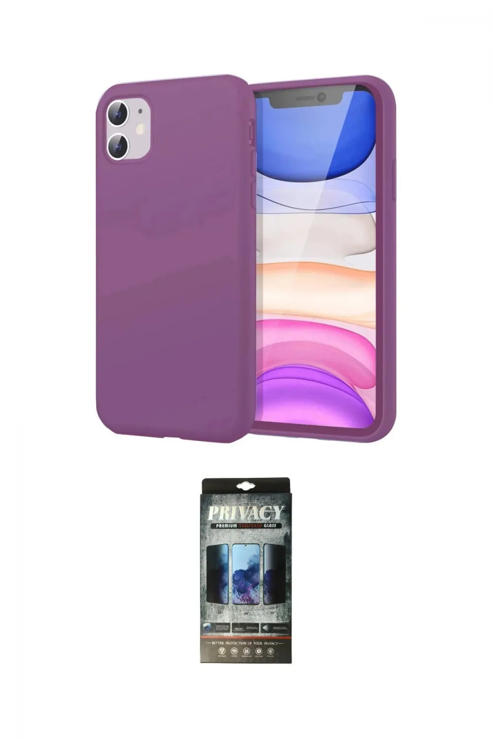 ieg™ iPhone 11 Kılıf Kozmos Yansıma Özel Seri - Siyah 34D Hayalet Izgaralı Cam