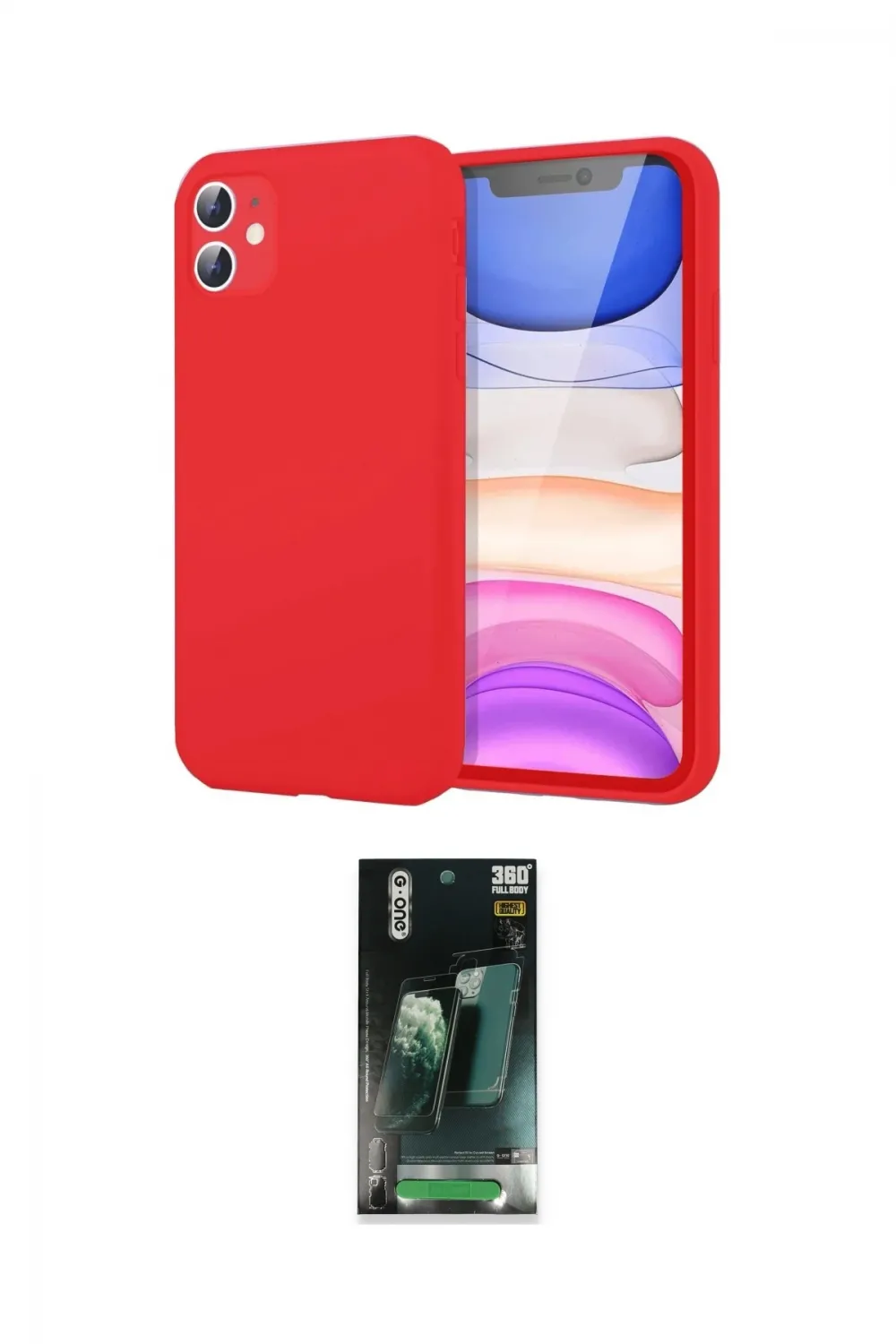 ieg™ iPhone 11 Kılıf Kozmos Yansıma Özel Seri - Siyah 360 Mat Full Body Arka Koruyucu
