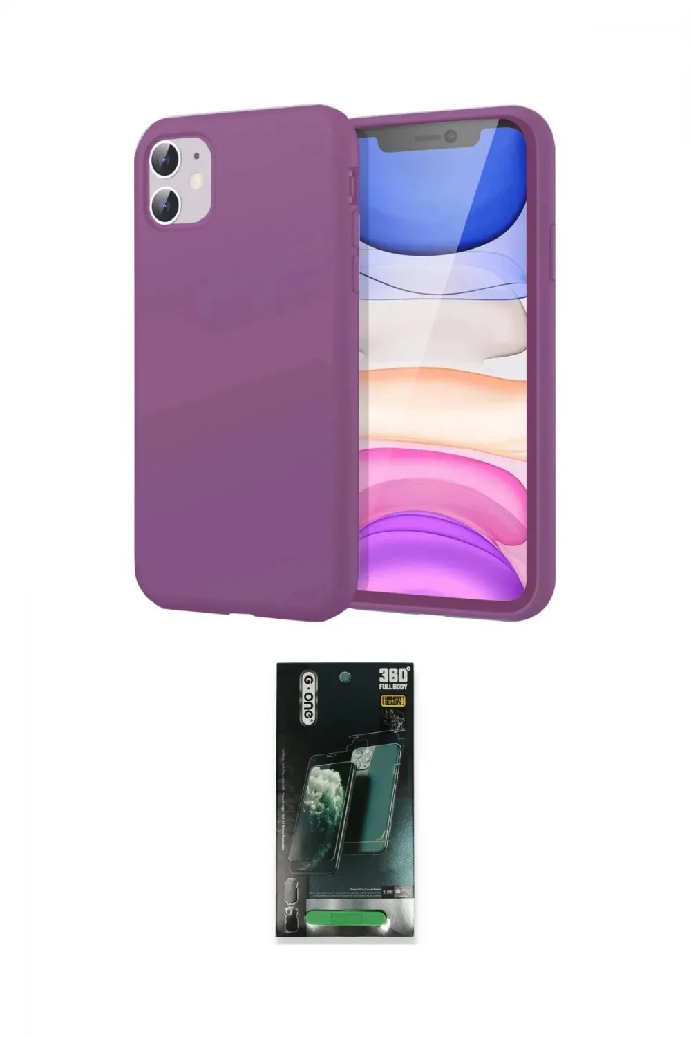ieg™ iPhone 11 Kılıf Kozmos Yansıma Özel Seri - Siyah 360 Mat Full Body Arka Koruyucu