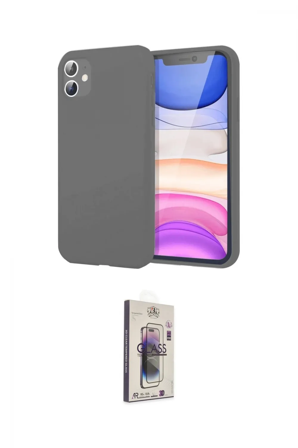 ieg™ iPhone 11 Kılıf Kozmos Yansıma Özel Seri - Siyah Bilvis 3D Cam Ekran Koruyucu