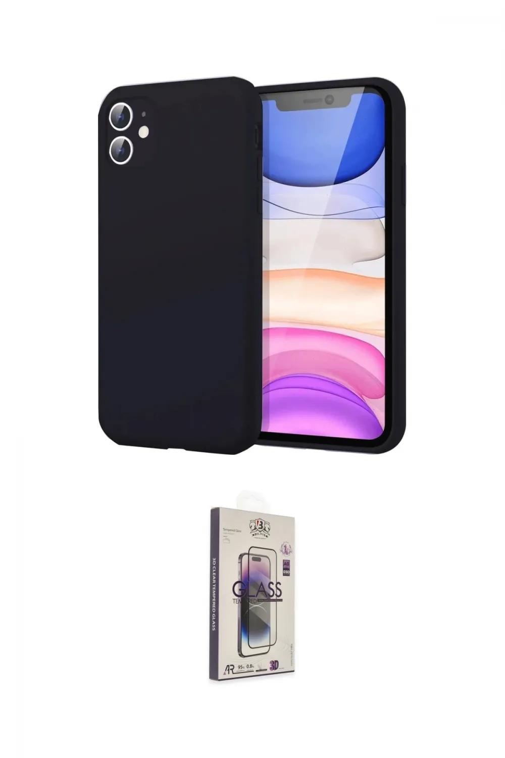 ieg™ iPhone 11 Kılıf Kozmos Yansıma Özel Seri - Siyah Bilvis 3D Cam Ekran Koruyucu
