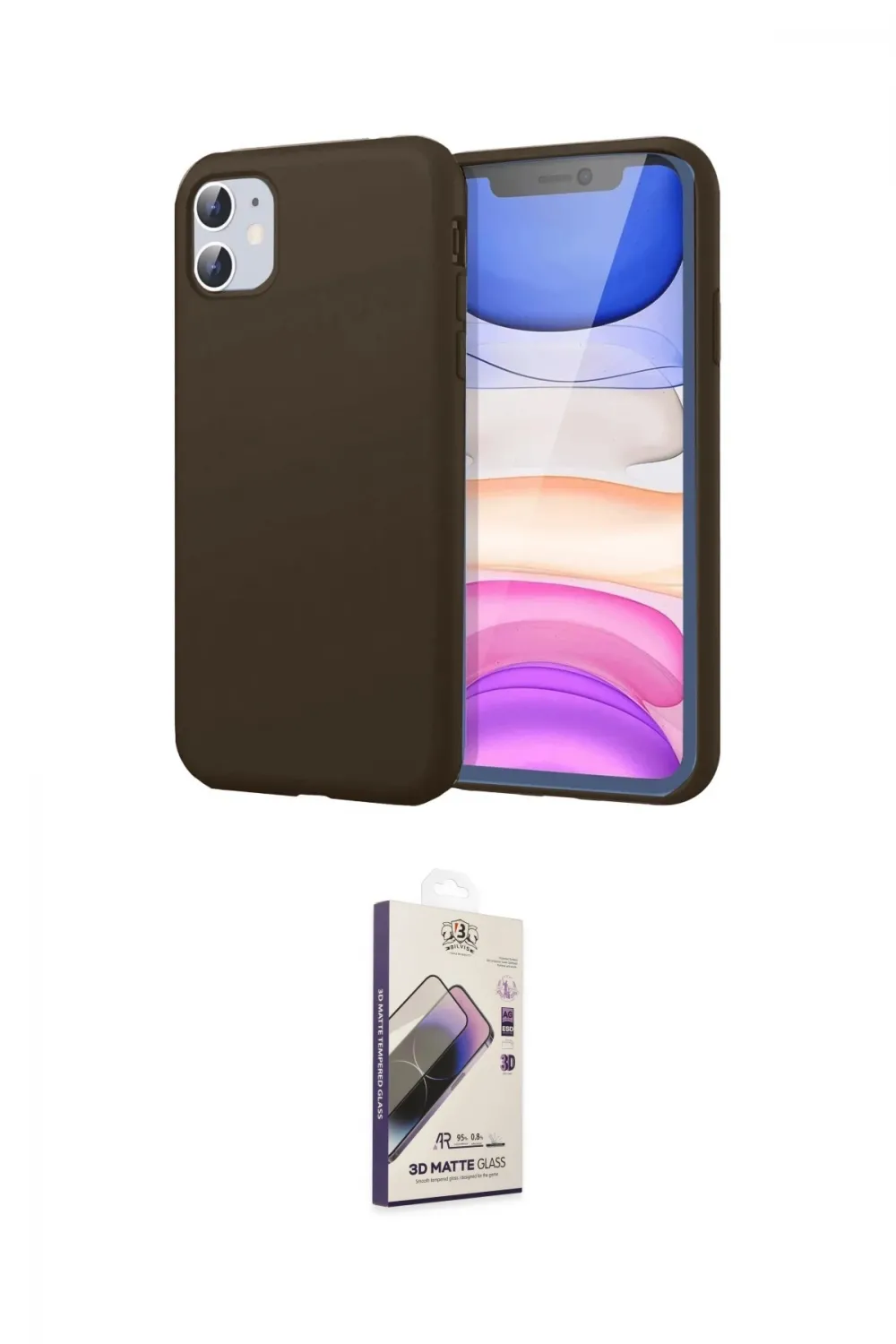 ieg™ iPhone 11 Kılıf Kozmos Yansıma Özel Seri - Siyah Bilvis 3D Mat Cam Ekran Koruyucu