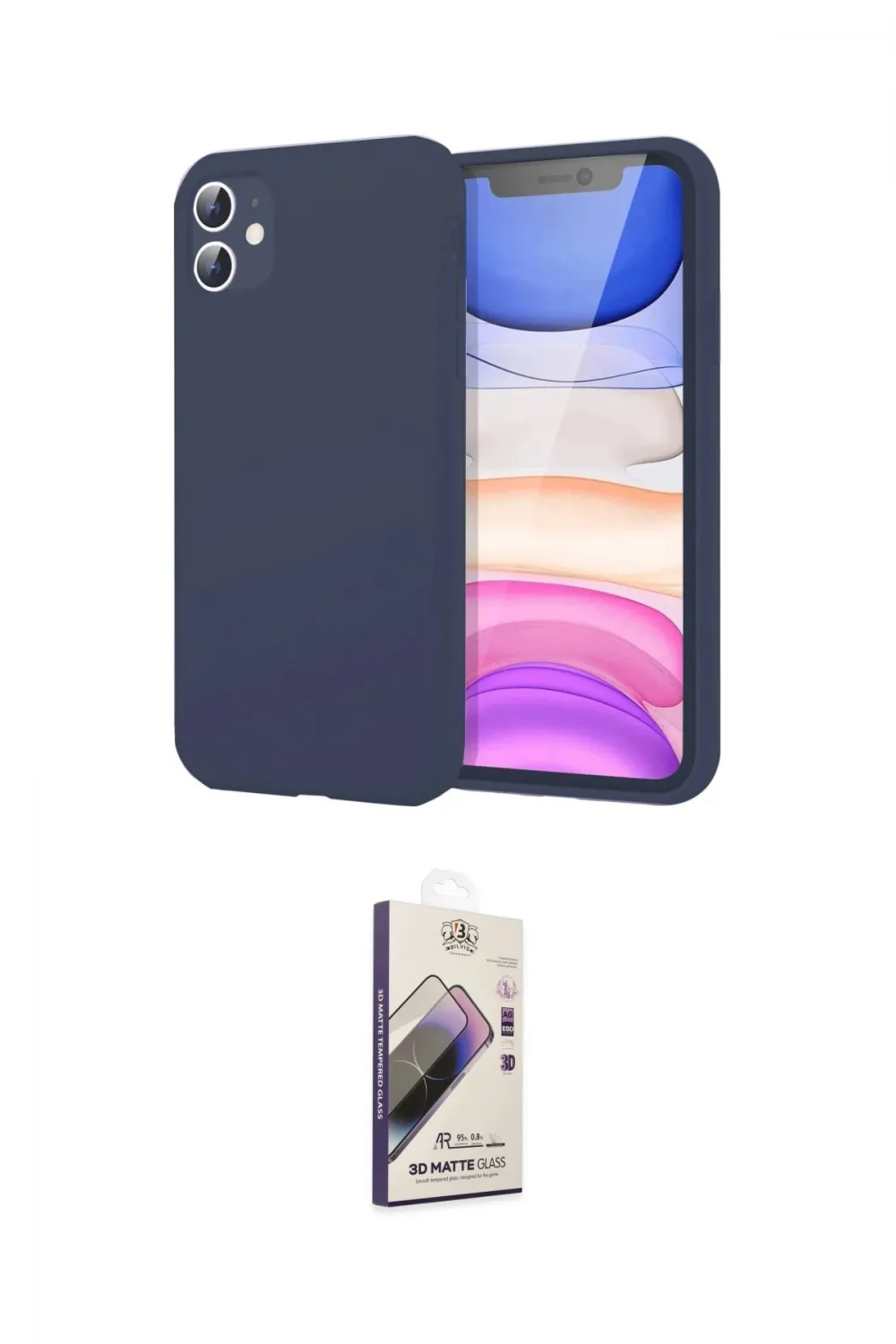 ieg™ iPhone 11 Kılıf Kozmos Yansıma Özel Seri - Siyah Bilvis 3D Mat Cam Ekran Koruyucu