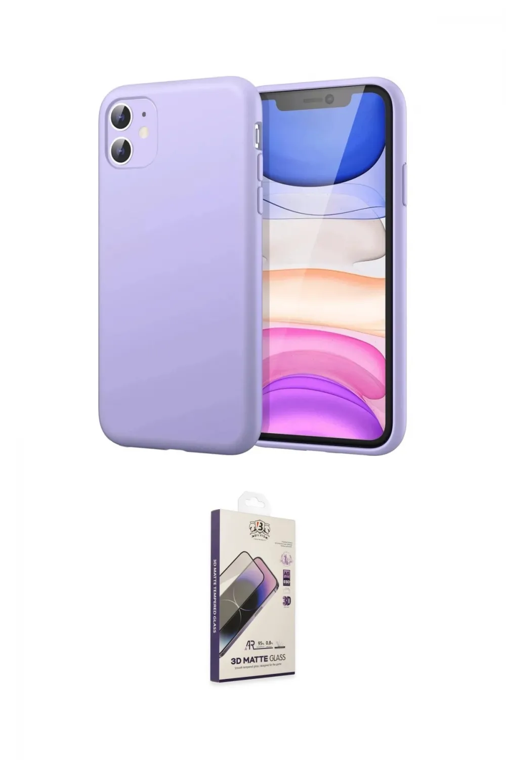 ieg™ iPhone 11 Kılıf Kozmos Yansıma Özel Seri - Siyah Bilvis 3D Mat Cam Ekran Koruyucu
