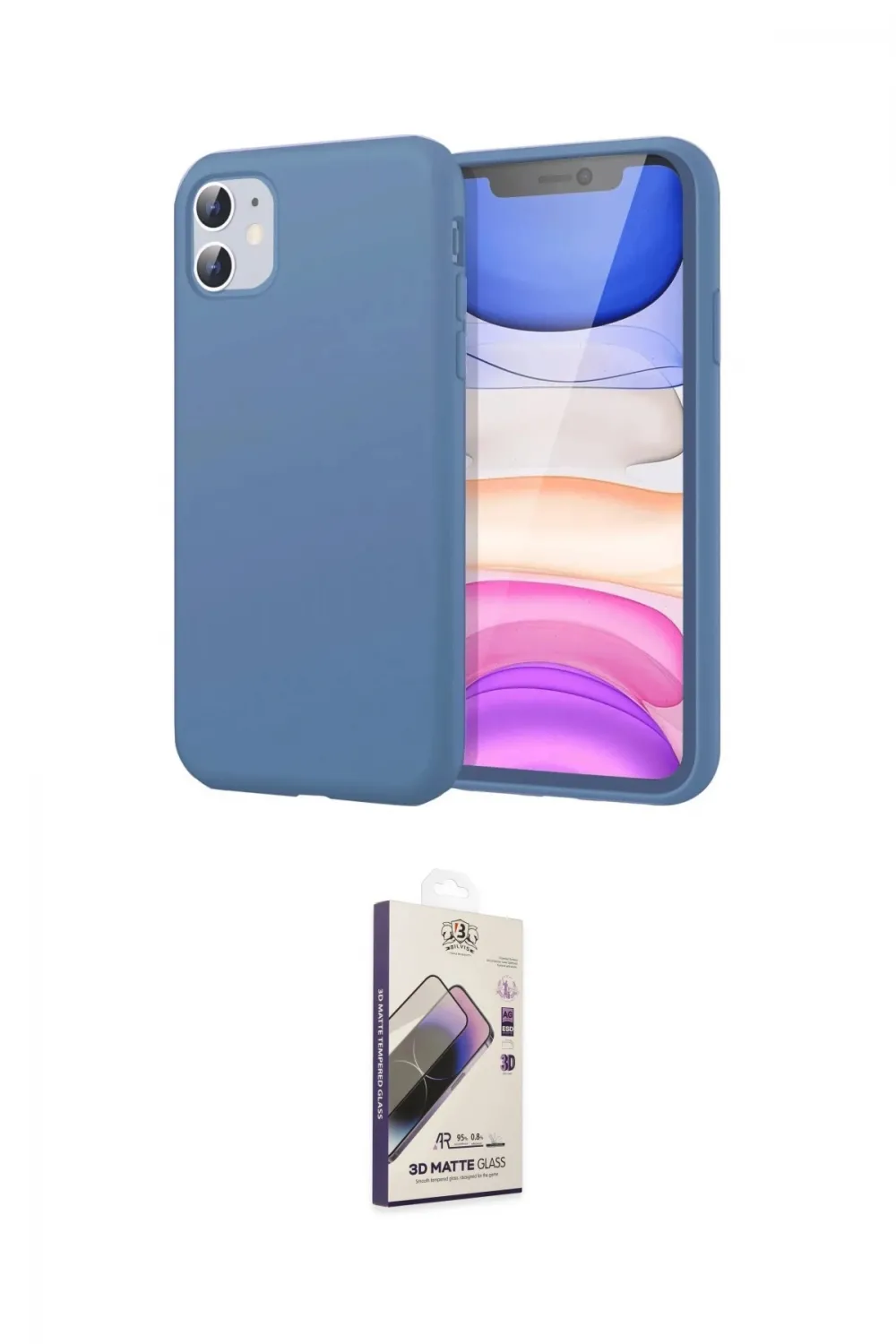 ieg™ iPhone 11 Kılıf Kozmos Yansıma Özel Seri - Siyah Bilvis 3D Mat Cam Ekran Koruyucu