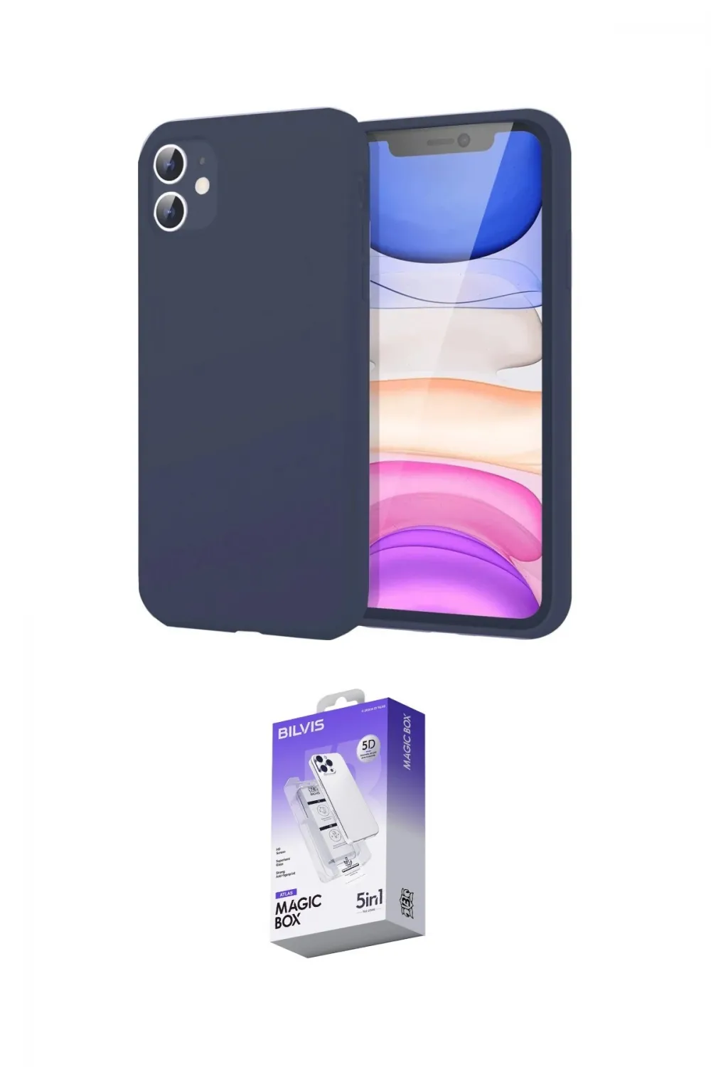 ieg™ iPhone 11 Kılıf Kozmos Yansıma Özel Seri - Siyah Bilvis 5in1 3D Magic Cam Ekran Koruyucu
