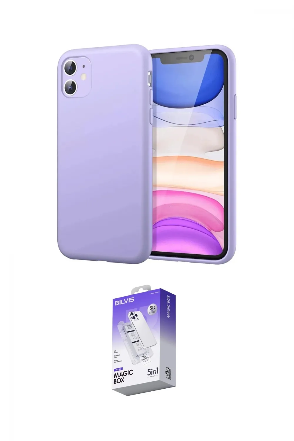 ieg™ iPhone 11 Kılıf Kozmos Yansıma Özel Seri - Siyah Bilvis 5in1 3D Magic Cam Ekran Koruyucu