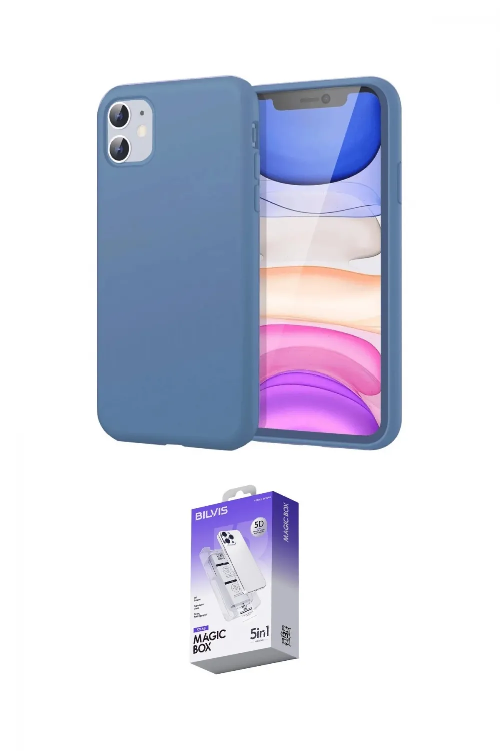 ieg™ iPhone 11 Kılıf Kozmos Yansıma Özel Seri - Siyah Bilvis 5in1 3D Magic Cam Ekran Koruyucu