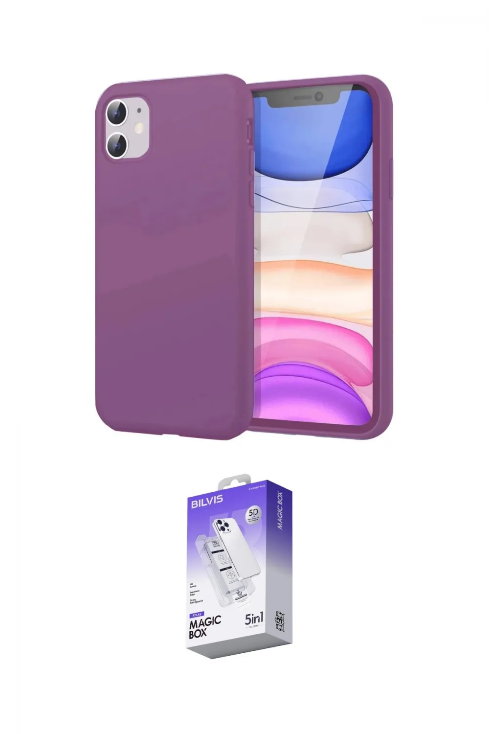 ieg™ iPhone 11 Kılıf Kozmos Yansıma Özel Seri - Siyah Bilvis 5in1 3D Magic Cam Ekran Koruyucu