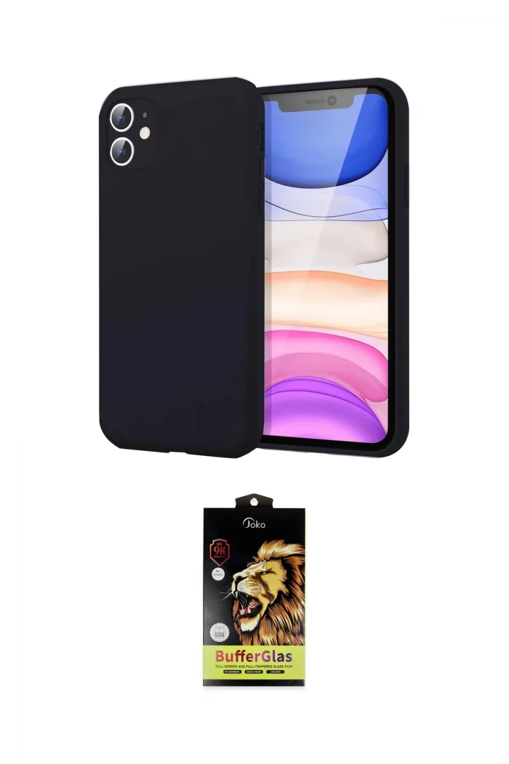 ieg™ iPhone 11 Kılıf Kozmos Yansıma Özel Seri - Siyah Buffer Cam Ekran Koruyucu