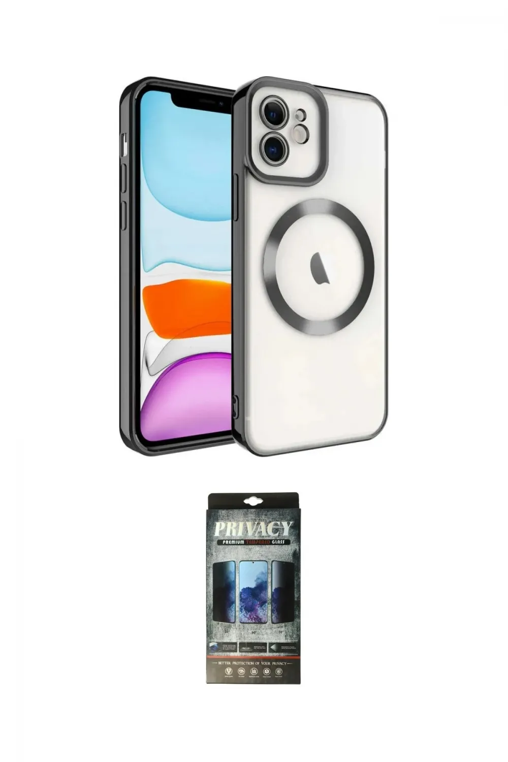 ieg™ iPhone 11 Kılıf Nova Işık Özel Seri - Siyah 34D Hayalet Izgaralı Cam