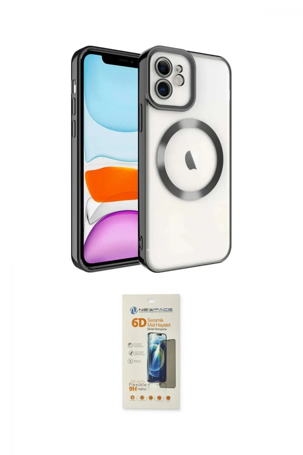 ieg™ iPhone 11 Kılıf Nova Işık Özel Seri - Siyah 6D Mat Seramik Hayalet Nano Ekran Koruyucu
