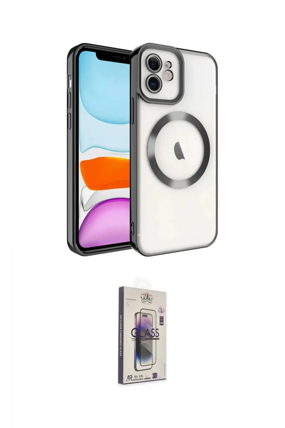 ieg™ iPhone 11 Kılıf Nova Işık Özel Seri - Siyah Bilvis 3D Cam Ekran Koruyucu