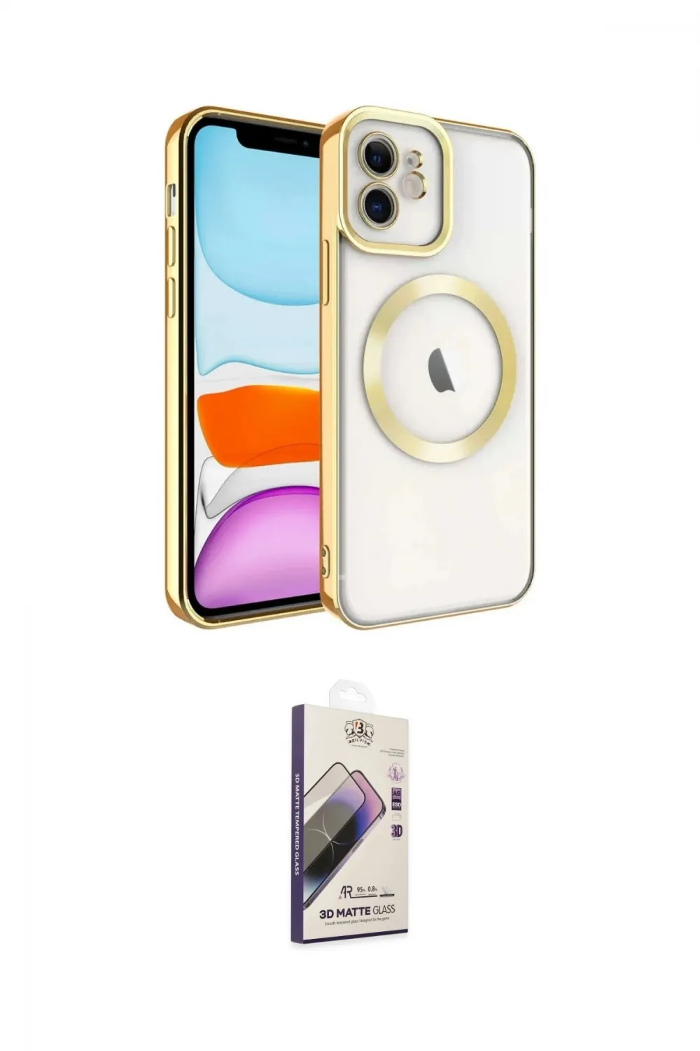 ieg™ iPhone 11 Kılıf Nova Işık Özel Seri - Siyah Bilvis 3D Mat Cam Ekran Koruyucu