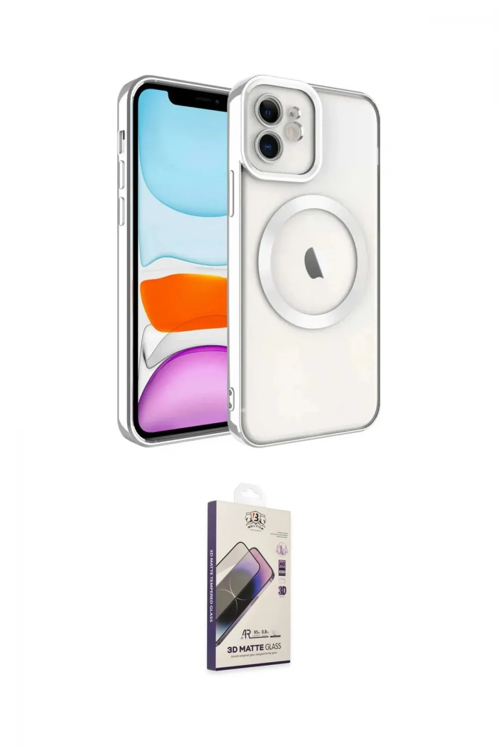ieg™ iPhone 11 Kılıf Nova Işık Özel Seri - Siyah Bilvis 3D Mat Cam Ekran Koruyucu