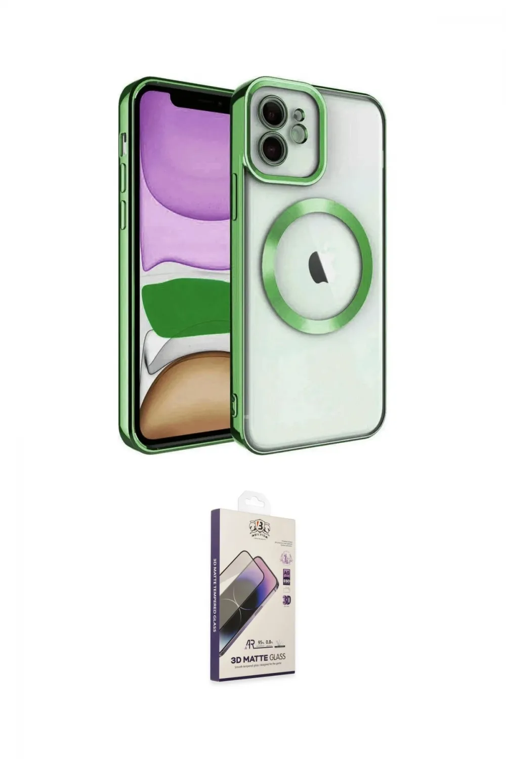 ieg™ iPhone 11 Kılıf Nova Işık Özel Seri - Siyah Bilvis 3D Mat Cam Ekran Koruyucu