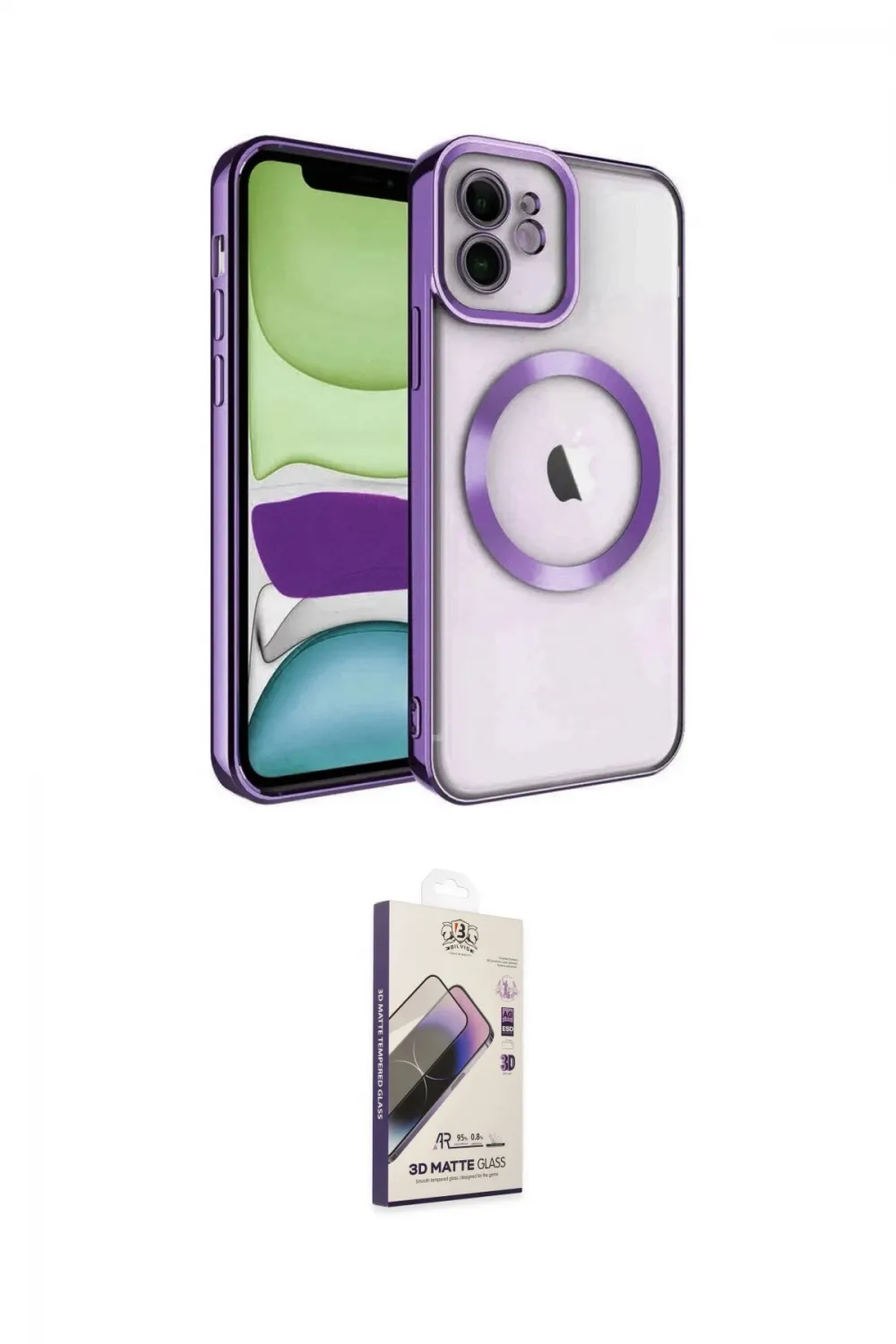 ieg™ iPhone 11 Kılıf Nova Işık Özel Seri - Siyah Bilvis 3D Mat Cam Ekran Koruyucu