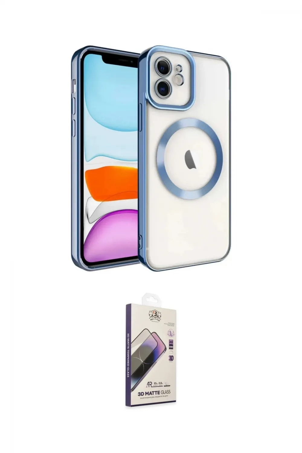 ieg™ iPhone 11 Kılıf Nova Işık Özel Seri - Siyah Bilvis 3D Mat Cam Ekran Koruyucu
