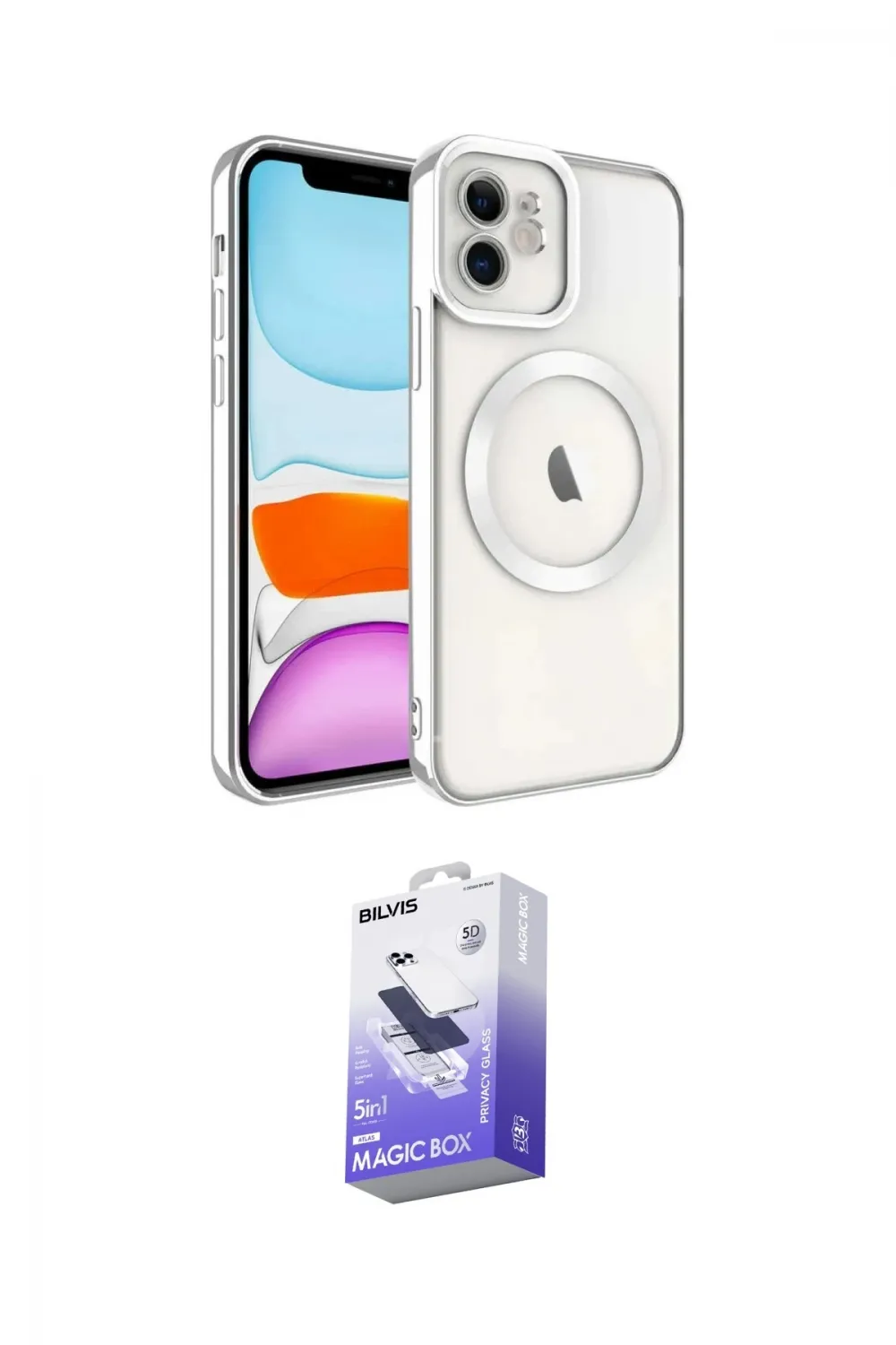 ieg™ iPhone 11 Kılıf Nova Işık Özel Seri - Siyah Bilvis 5in1 5D Magic Hayalet Cam Ekran Koruyucu