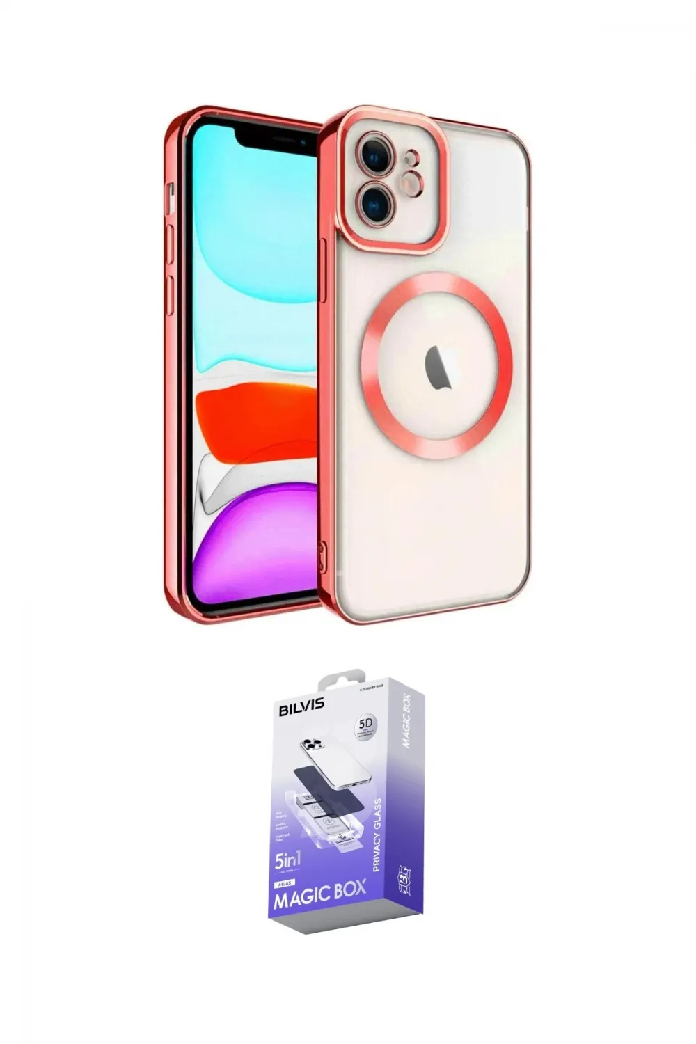 ieg™ iPhone 11 Kılıf Nova Işık Özel Seri - Siyah Bilvis 5in1 5D Magic Hayalet Cam Ekran Koruyucu