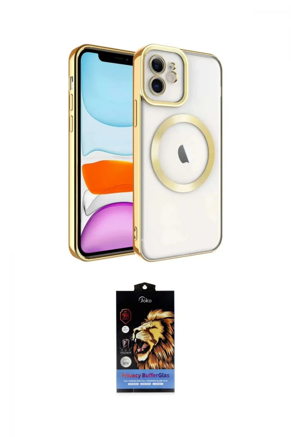 ieg™ iPhone 11 Kılıf Nova Işık Özel Seri - Siyah Buffer Hayalet Cam Ekran Koruyucu
