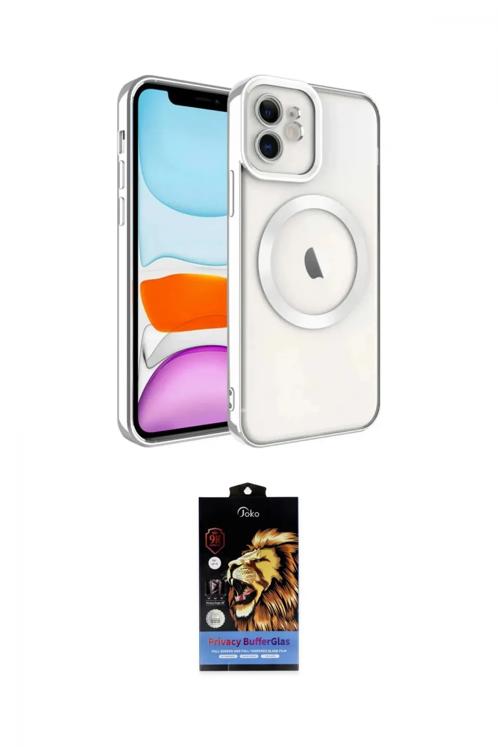 ieg™ iPhone 11 Kılıf Nova Işık Özel Seri - Siyah Buffer Hayalet Cam Ekran Koruyucu