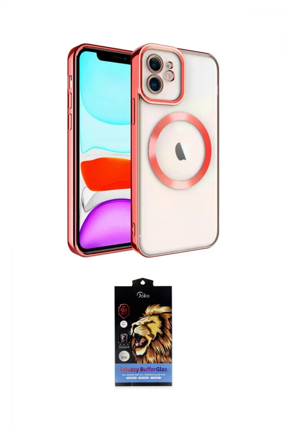 ieg™ iPhone 11 Kılıf Nova Işık Özel Seri - Siyah Buffer Hayalet Cam Ekran Koruyucu