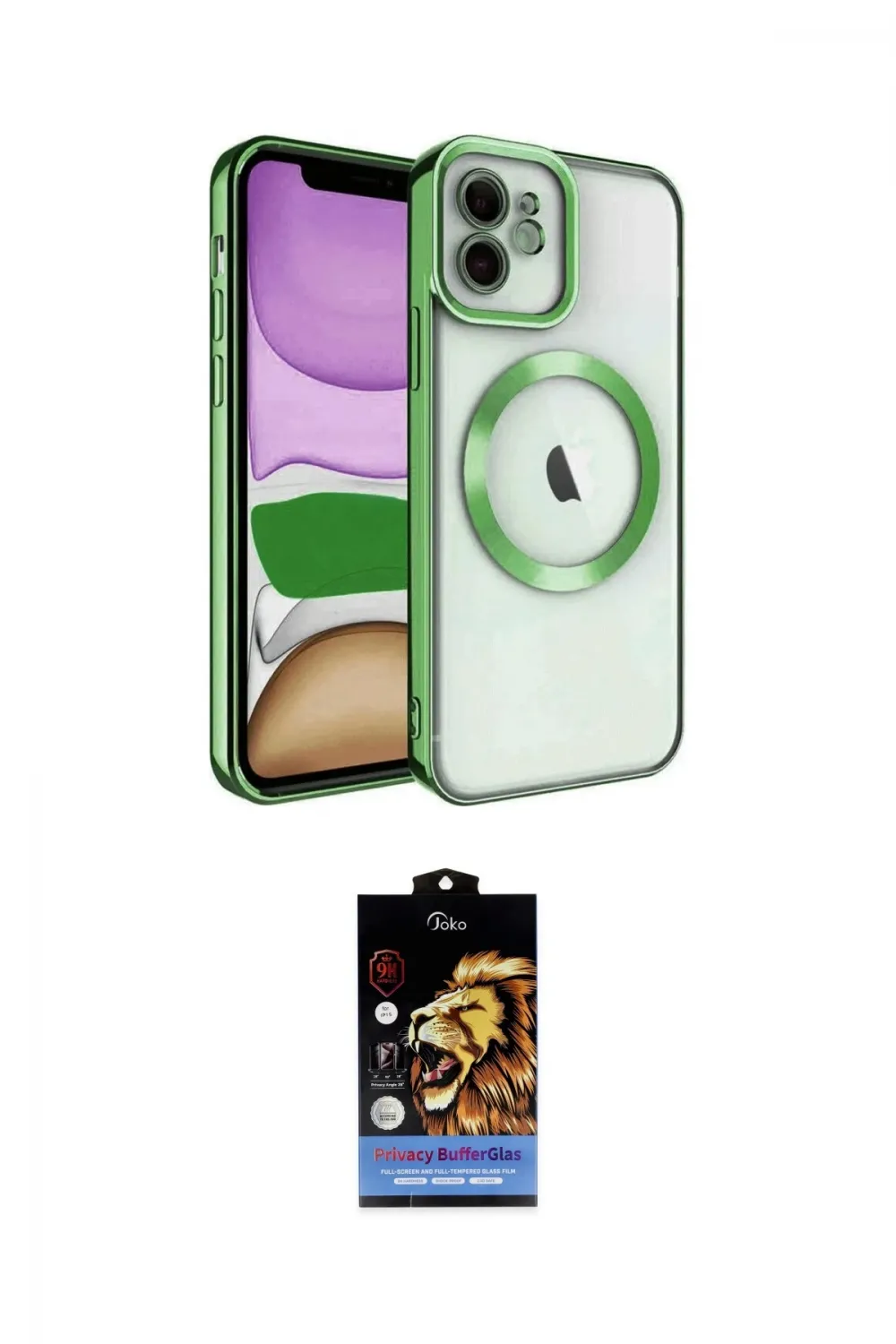 ieg™ iPhone 11 Kılıf Nova Işık Özel Seri - Siyah Buffer Hayalet Cam Ekran Koruyucu