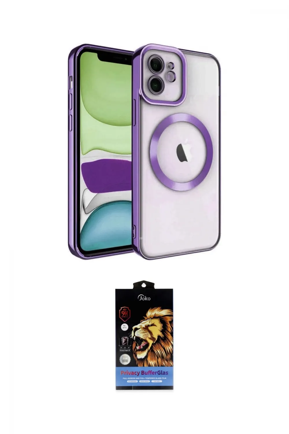 ieg™ iPhone 11 Kılıf Nova Işık Özel Seri - Siyah Buffer Hayalet Cam Ekran Koruyucu