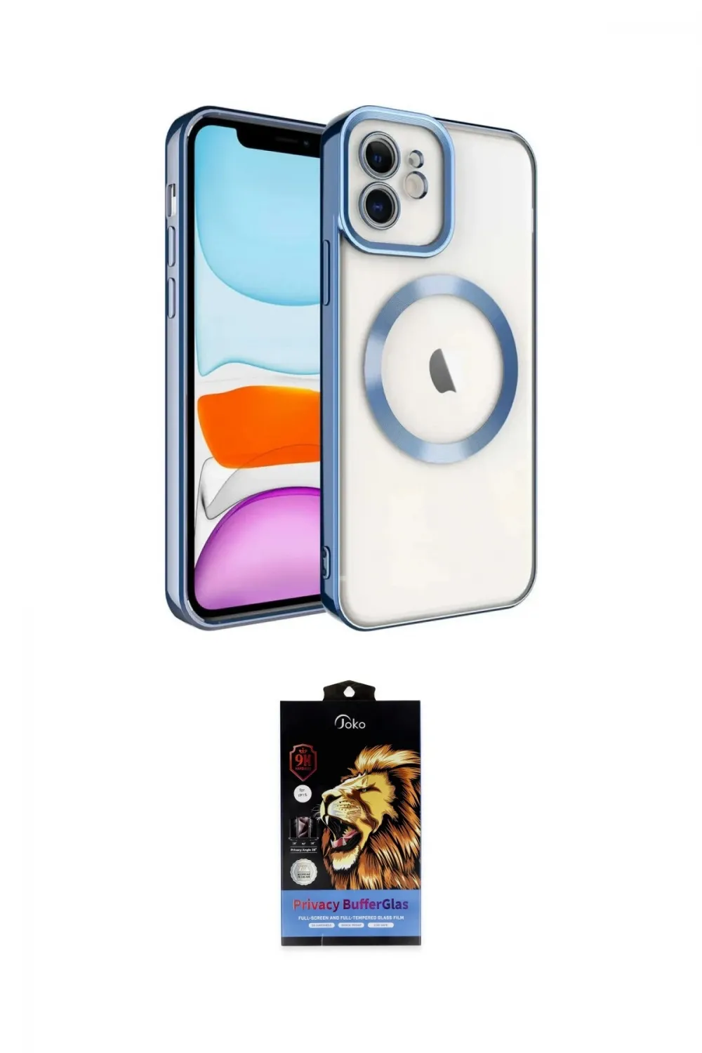 ieg™ iPhone 11 Kılıf Nova Işık Özel Seri - Siyah Buffer Hayalet Cam Ekran Koruyucu