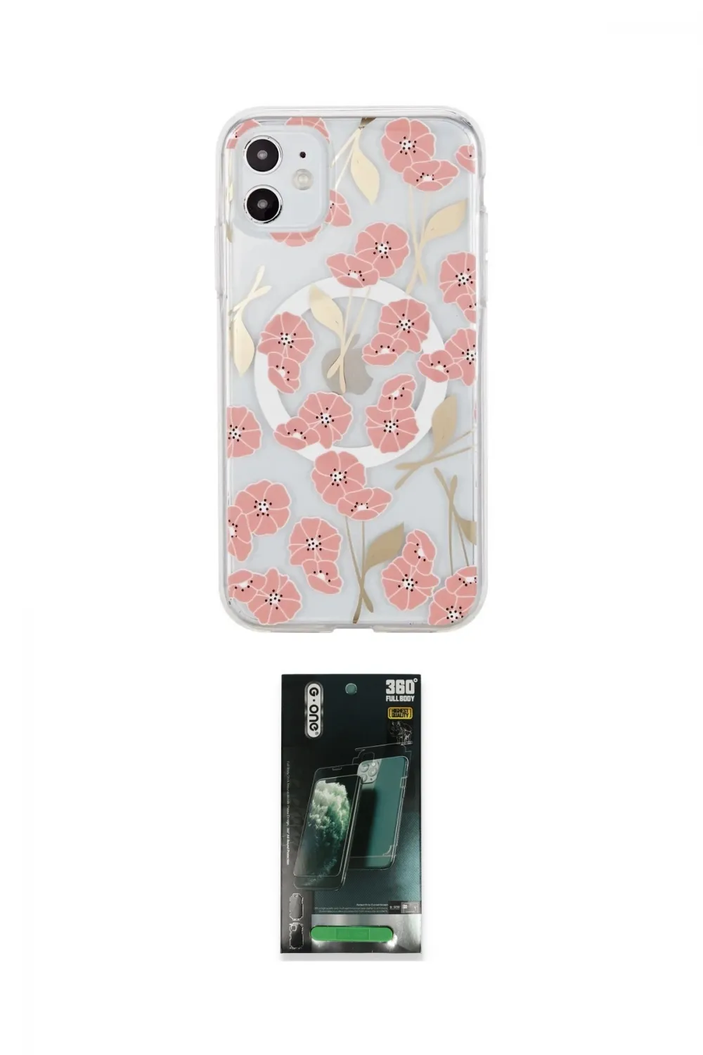 ieg™ iPhone 11 Kılıf Pusula Form - Şeffaf 360 Full Body Arka Koruyucu