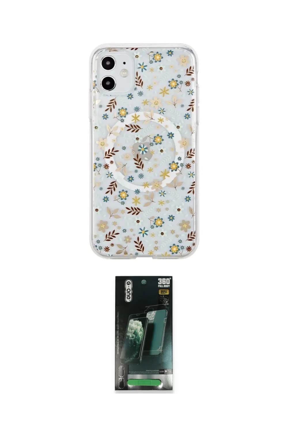 ieg™ iPhone 11 Kılıf Pusula Form - Şeffaf 360 Full Body Arka Koruyucu
