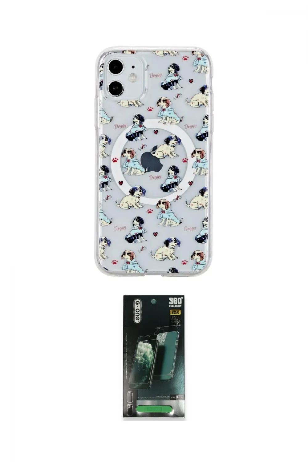 ieg™ iPhone 11 Kılıf Pusula Form - Şeffaf 360 Full Body Arka Koruyucu