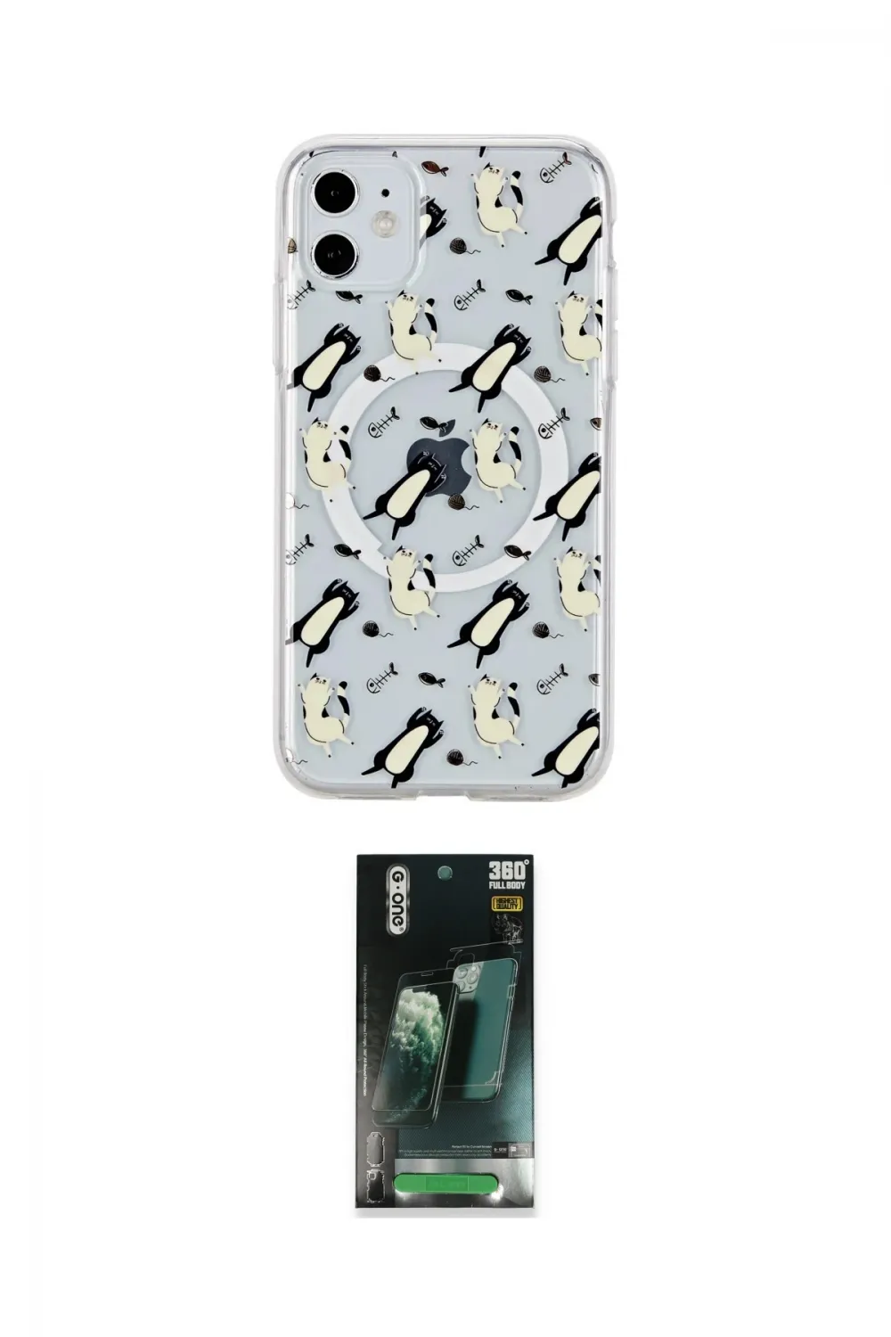 ieg™ iPhone 11 Kılıf Pusula Form - Şeffaf 360 Full Body Arka Koruyucu