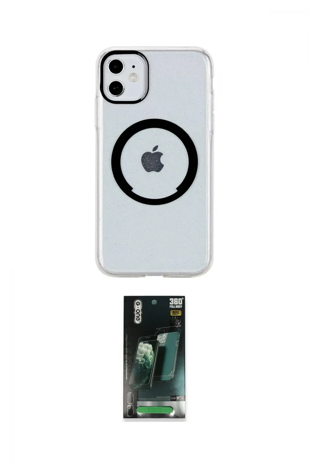 ieg™ iPhone 11 Kılıf Pusula Form - Şeffaf 360 Full Body Arka Koruyucu