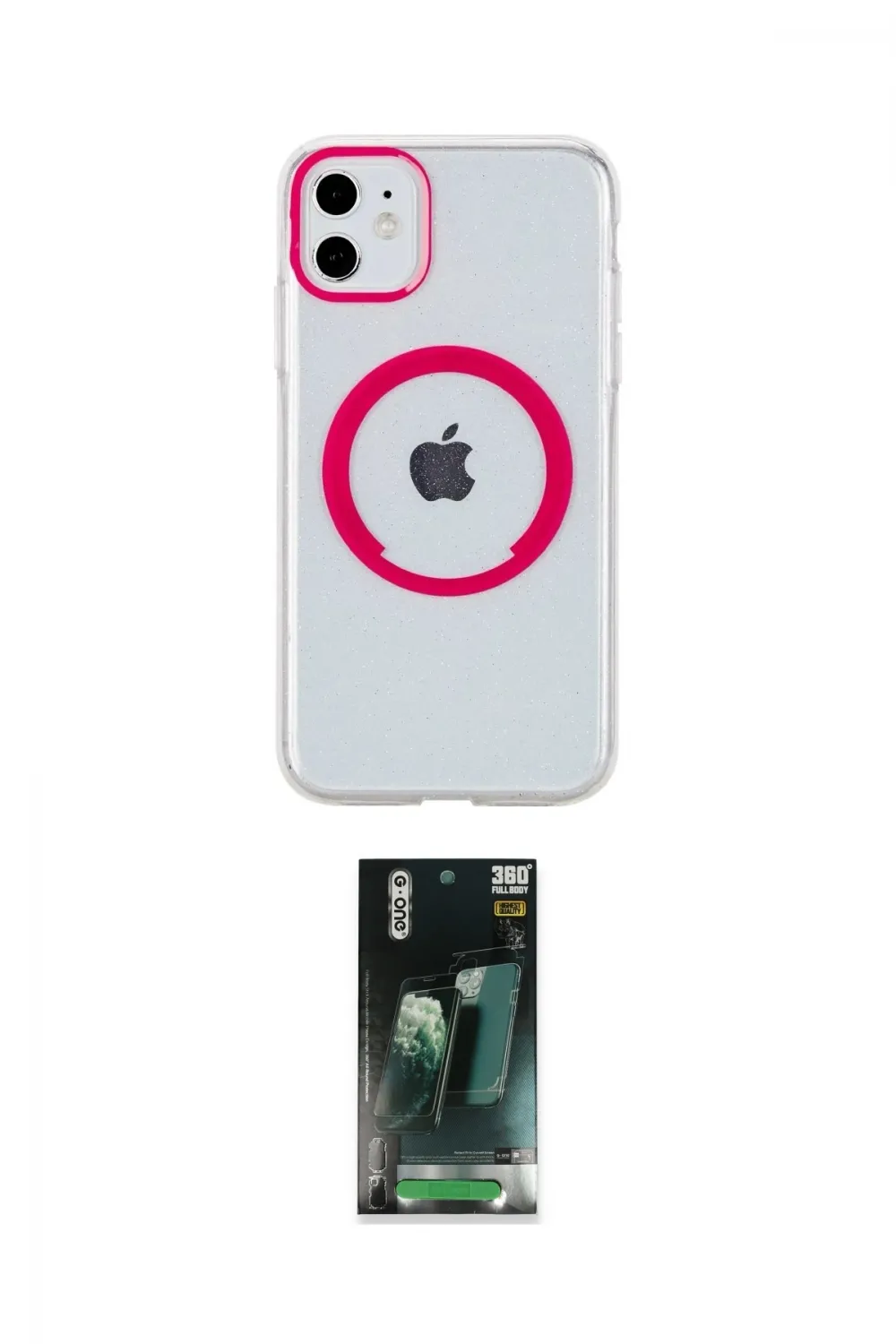 ieg™ iPhone 11 Kılıf Pusula Form - Şeffaf 360 Full Body Arka Koruyucu