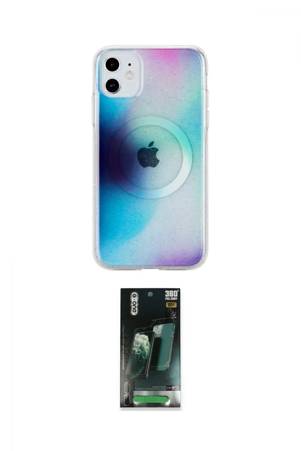 ieg™ iPhone 11 Kılıf Pusula Form - Şeffaf 360 Full Body Arka Koruyucu