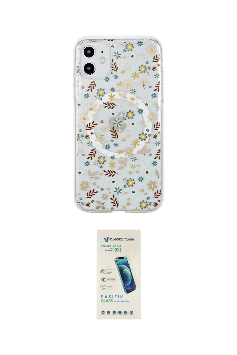 ieg™ iPhone 11 Kılıf Pusula Form - Şeffaf Pasifik Cam Ekran Koruyucu