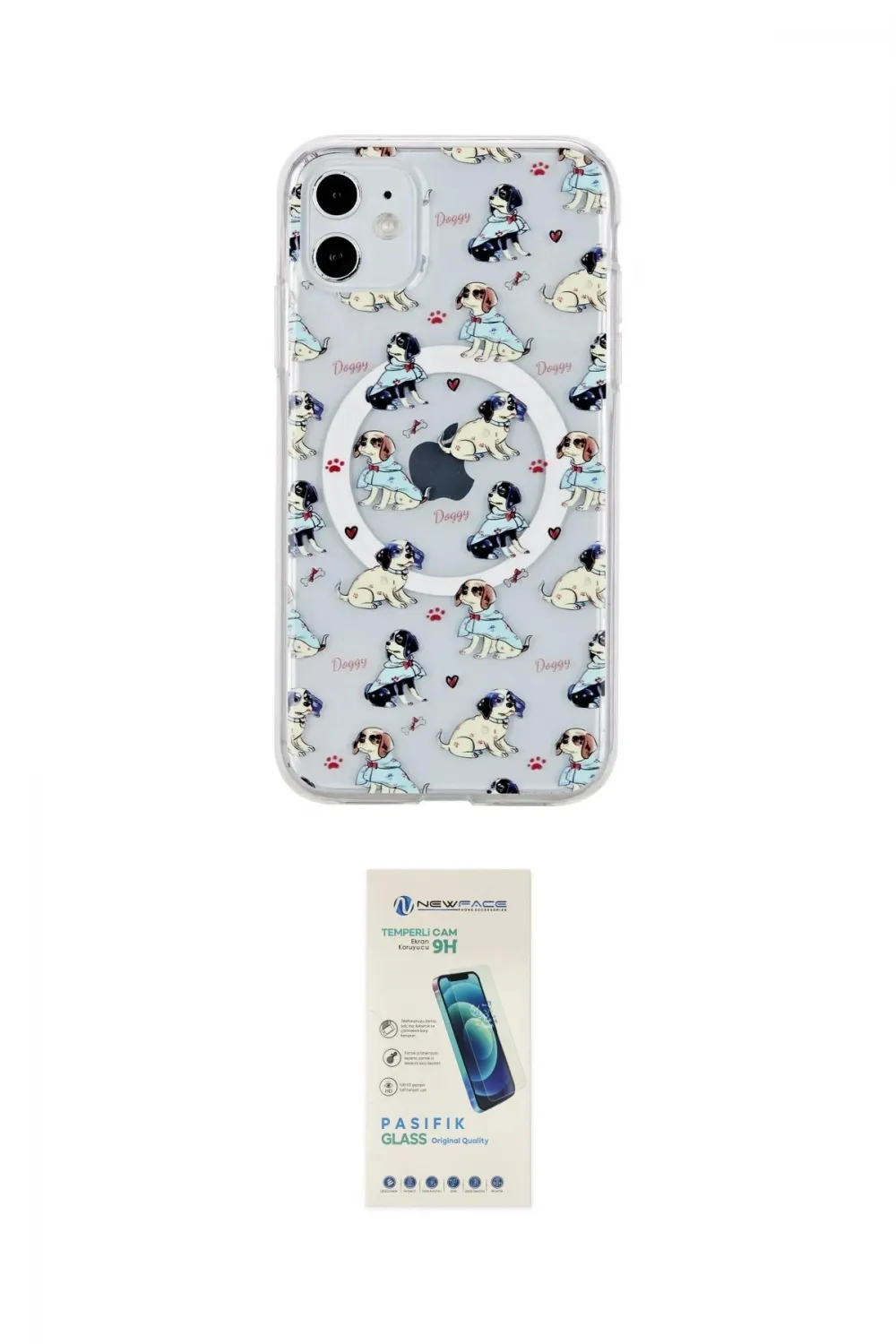 ieg™ iPhone 11 Kılıf Pusula Form - Şeffaf Pasifik Cam Ekran Koruyucu