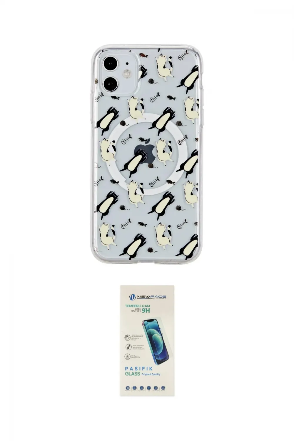 ieg™ iPhone 11 Kılıf Pusula Form - Şeffaf Pasifik Cam Ekran Koruyucu