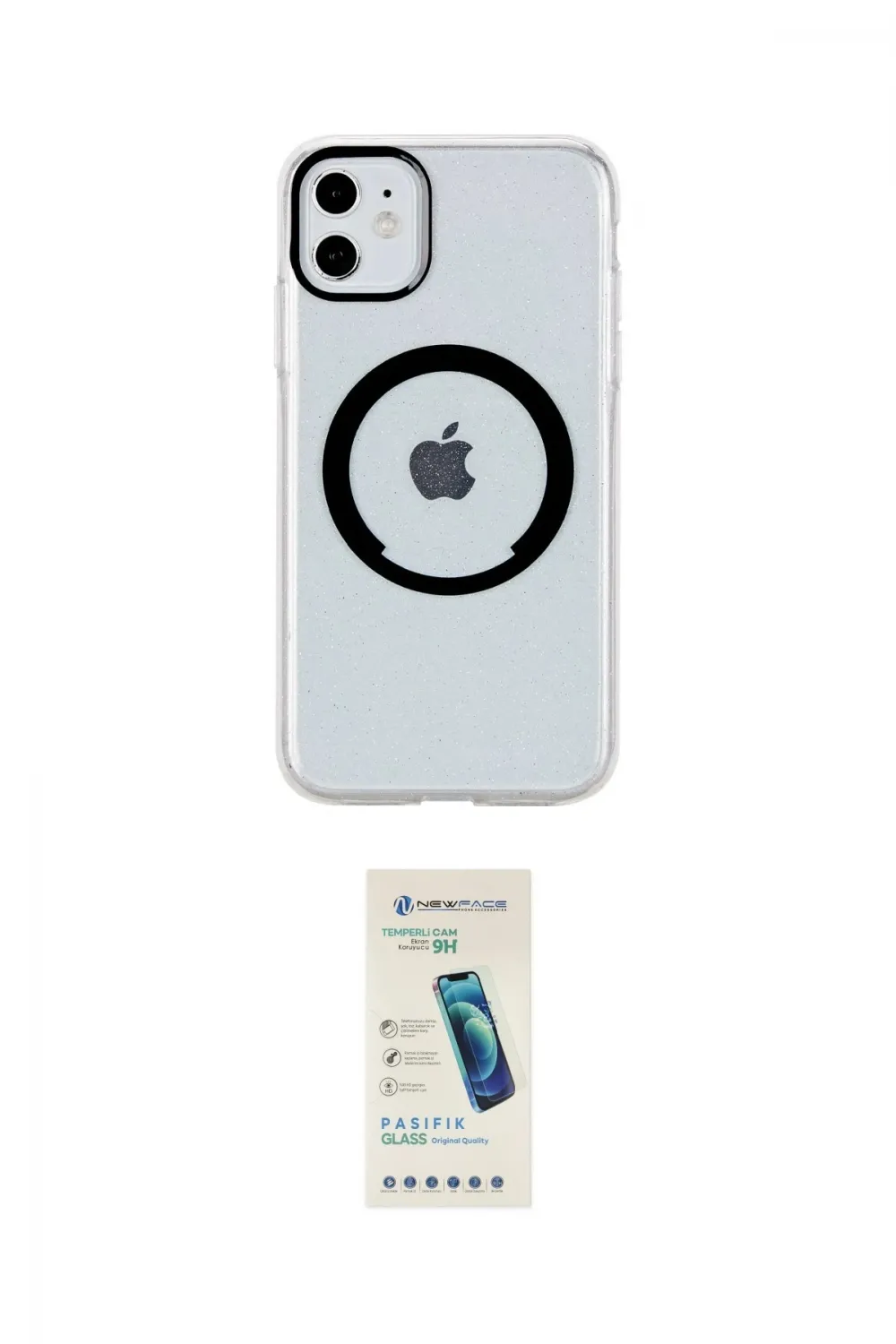 ieg™ iPhone 11 Kılıf Pusula Form - Şeffaf Pasifik Cam Ekran Koruyucu
