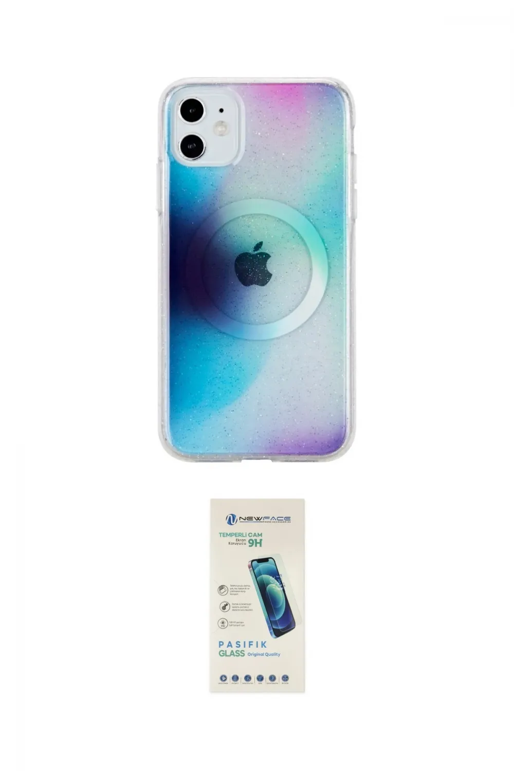 ieg™ iPhone 11 Kılıf Pusula Form - Şeffaf Pasifik Cam Ekran Koruyucu