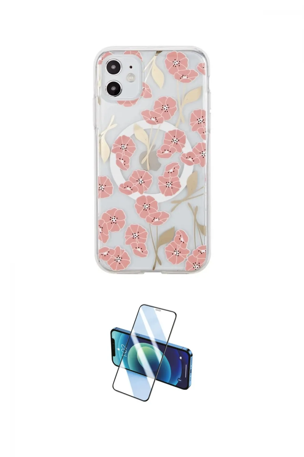ieg™ iPhone 11 Kılıf Pusula Form - Siyah 3D Antistatik Cam Ekran Koruyucu
