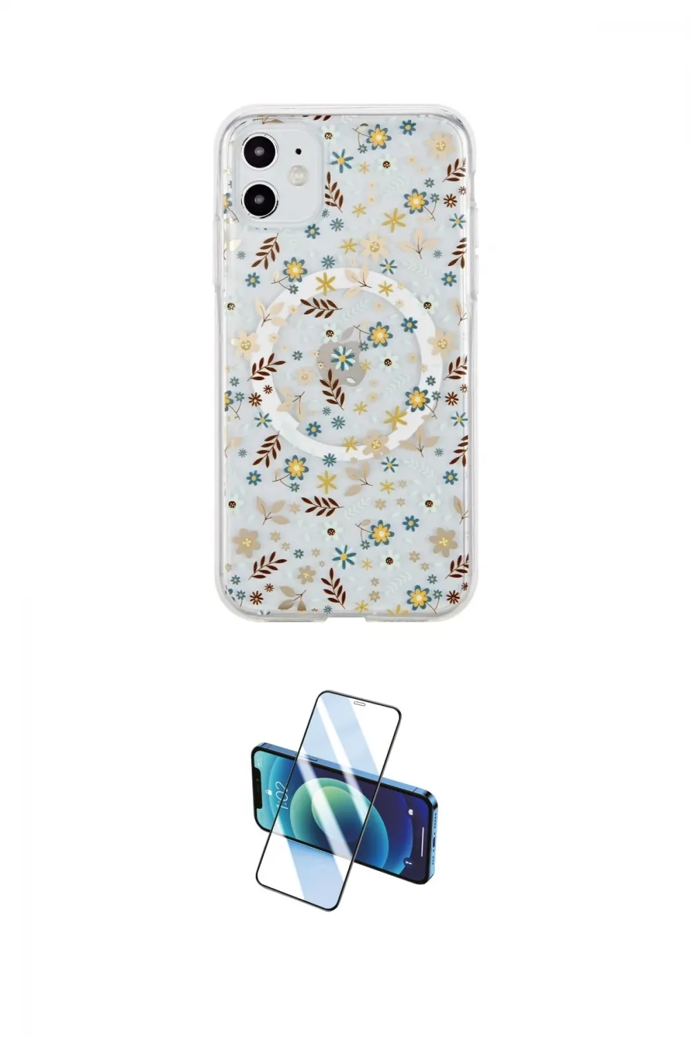 ieg™ iPhone 11 Kılıf Pusula Form - Siyah 3D Antistatik Cam Ekran Koruyucu