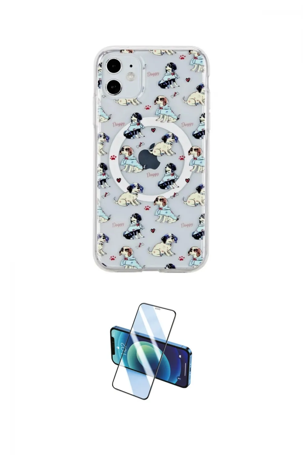 ieg™ iPhone 11 Kılıf Pusula Form - Siyah 3D Antistatik Cam Ekran Koruyucu