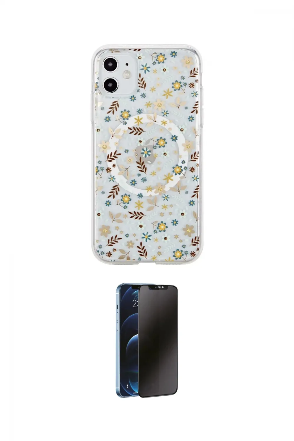 ieg™ iPhone 11 Kılıf Pusula Form - Siyah 3D Antistatik Hayalet Cam Ekran Koruyucu