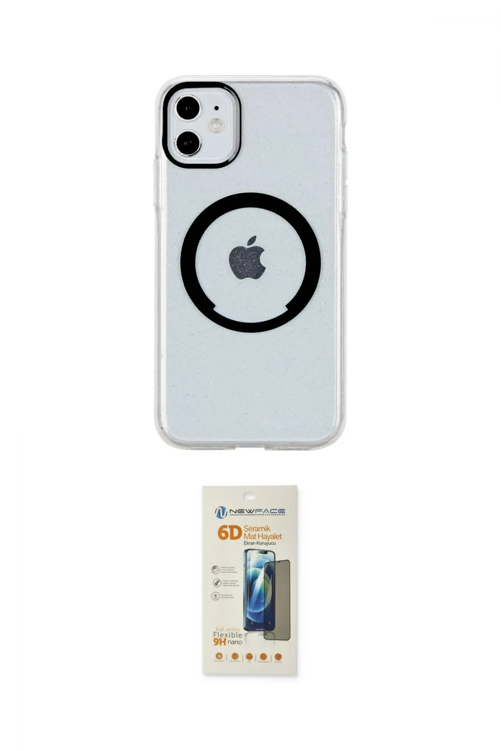 ieg™ iPhone 11 Kılıf Pusula Form - Siyah 6D Mat Seramik Hayalet Nano Ekran Koruyucu