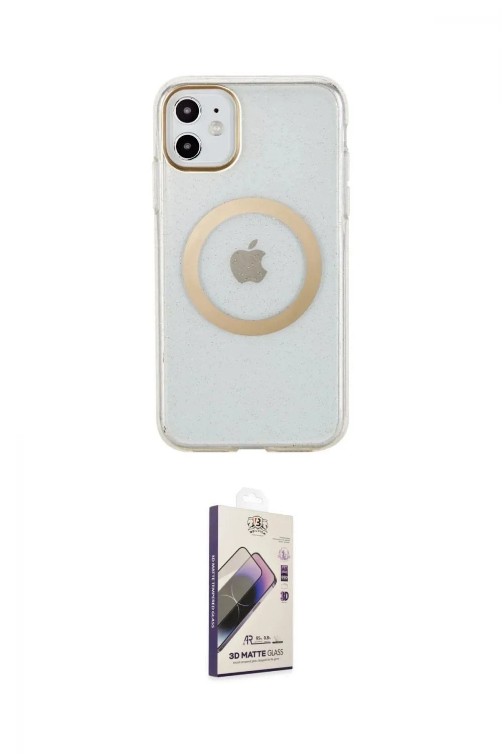 ieg™ iPhone 11 Kılıf Pusula Form - Siyah Bilvis 3D Mat Cam Ekran Koruyucu