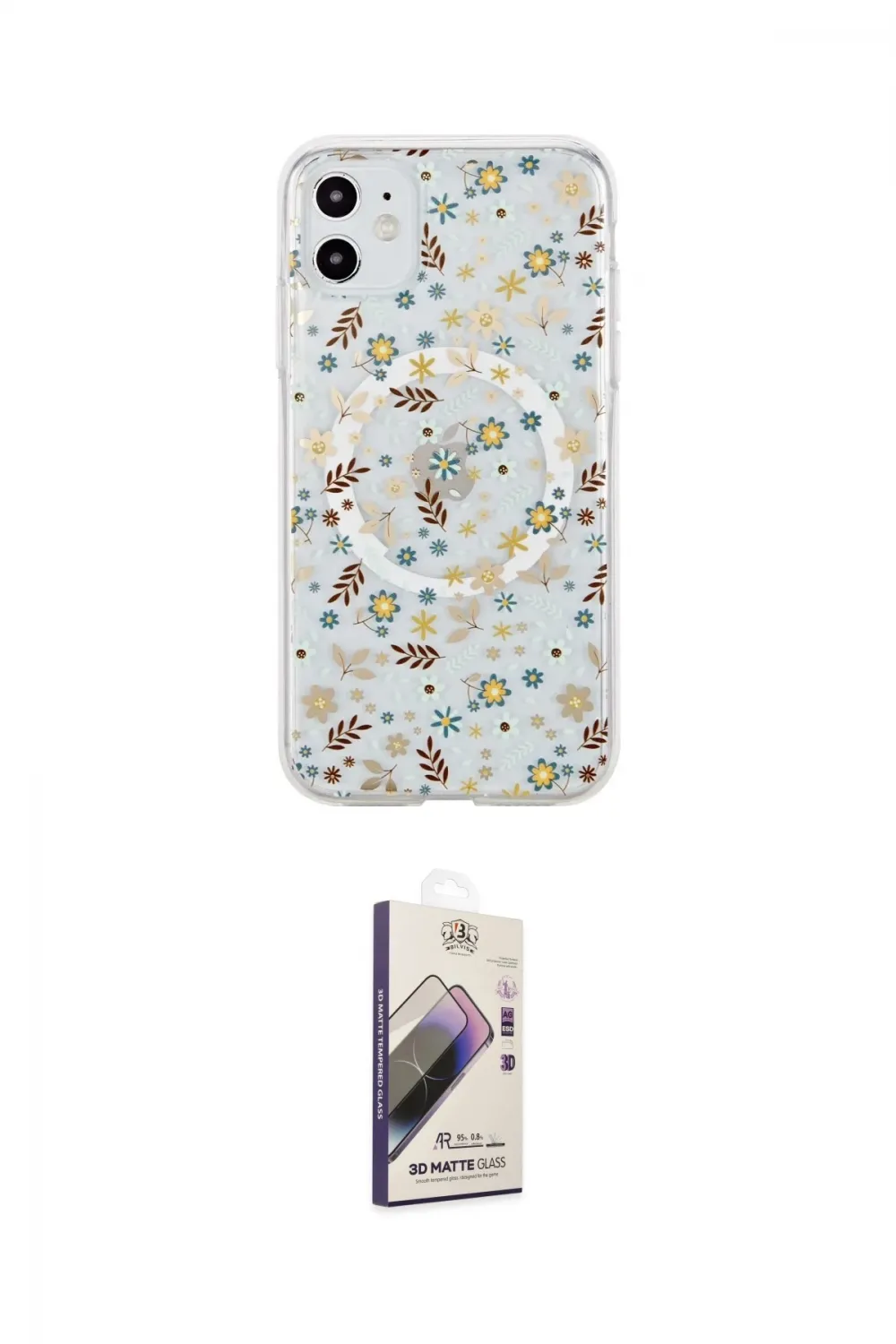 ieg™ iPhone 11 Kılıf Pusula Form - Siyah Bilvis 3D Mat Cam Ekran Koruyucu