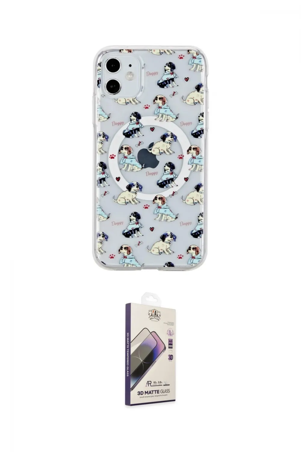ieg™ iPhone 11 Kılıf Pusula Form - Siyah Bilvis 3D Mat Cam Ekran Koruyucu